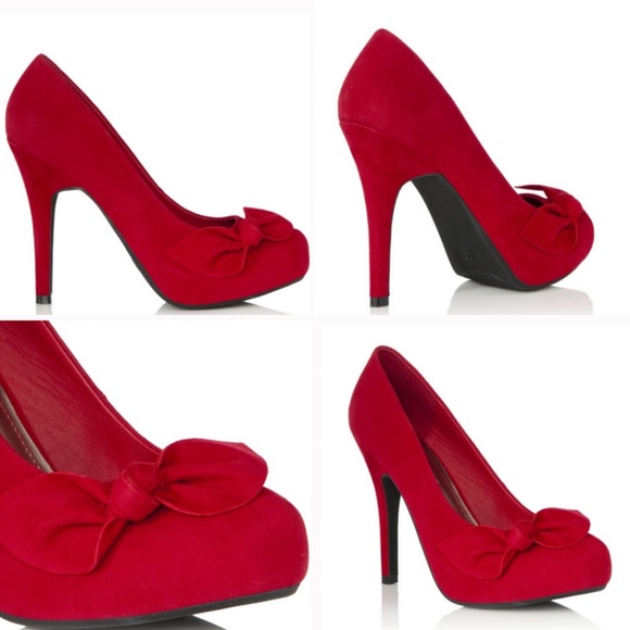 NWOB JustFab Magda Red Soft Stiletto Round Toe Heel with Side Bow size 9 - Picture 3 of 10